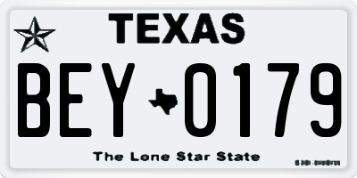 TX license plate BEY0179