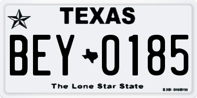 TX license plate BEY0185