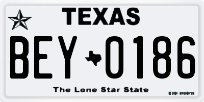 TX license plate BEY0186