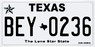 TX license plate BEY0236