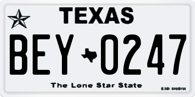 TX license plate BEY0247