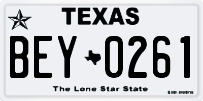 TX license plate BEY0261