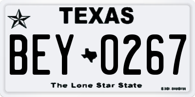 TX license plate BEY0267