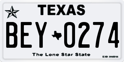 TX license plate BEY0274