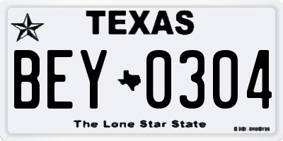 TX license plate BEY0304