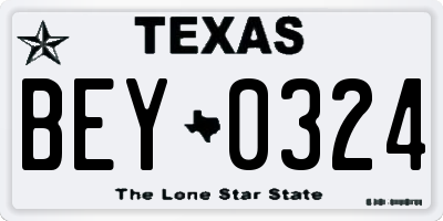 TX license plate BEY0324