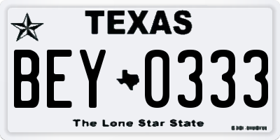 TX license plate BEY0333