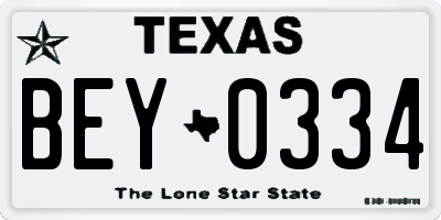 TX license plate BEY0334