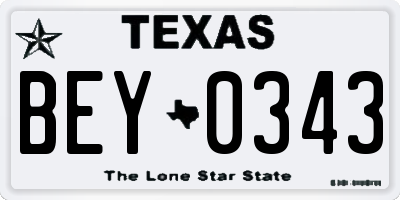 TX license plate BEY0343