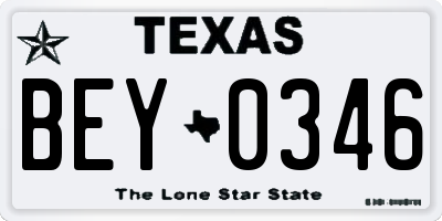 TX license plate BEY0346