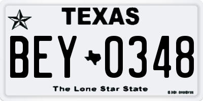 TX license plate BEY0348