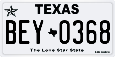 TX license plate BEY0368