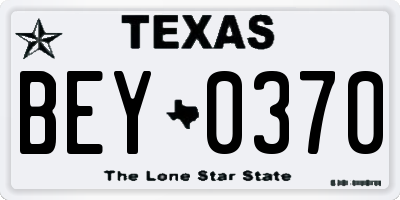 TX license plate BEY0370