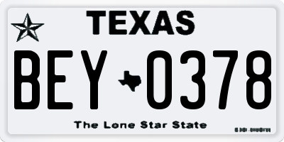 TX license plate BEY0378