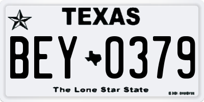 TX license plate BEY0379