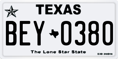TX license plate BEY0380