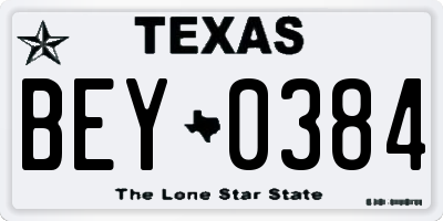 TX license plate BEY0384