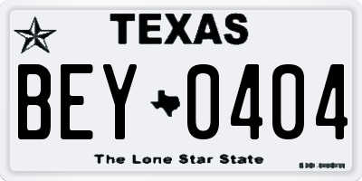 TX license plate BEY0404