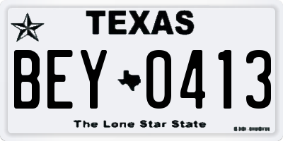 TX license plate BEY0413