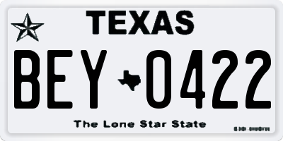 TX license plate BEY0422