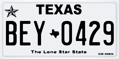TX license plate BEY0429