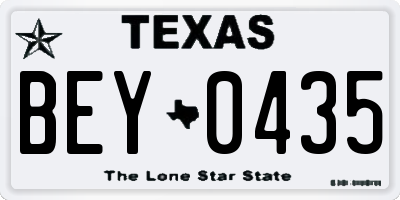 TX license plate BEY0435