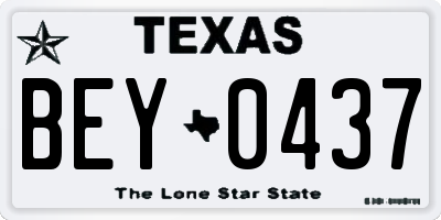 TX license plate BEY0437