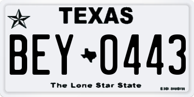 TX license plate BEY0443