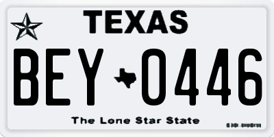 TX license plate BEY0446
