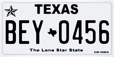 TX license plate BEY0456