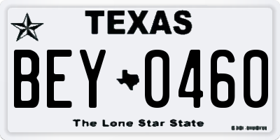 TX license plate BEY0460
