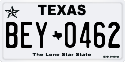 TX license plate BEY0462