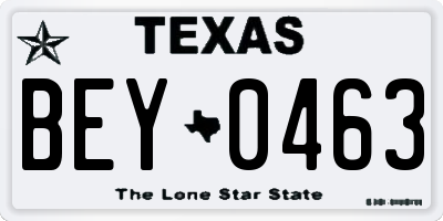 TX license plate BEY0463