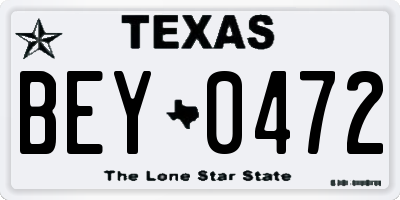 TX license plate BEY0472