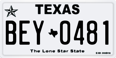 TX license plate BEY0481