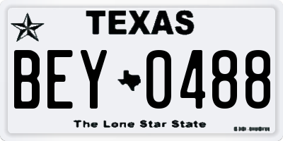 TX license plate BEY0488