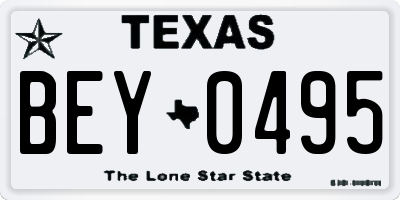 TX license plate BEY0495