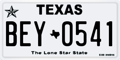 TX license plate BEY0541