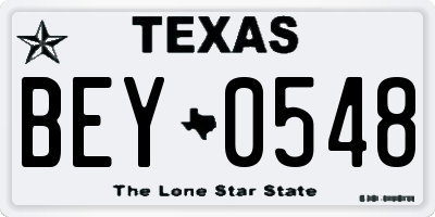 TX license plate BEY0548