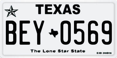 TX license plate BEY0569