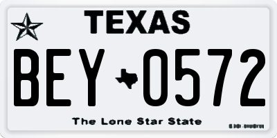TX license plate BEY0572