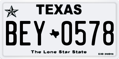 TX license plate BEY0578