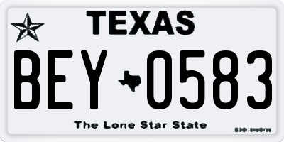 TX license plate BEY0583