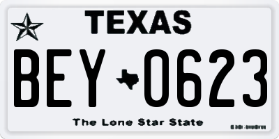 TX license plate BEY0623