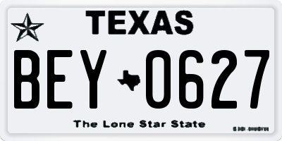 TX license plate BEY0627