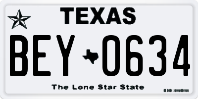 TX license plate BEY0634