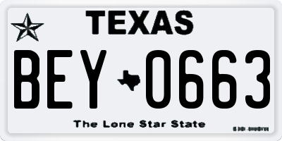 TX license plate BEY0663