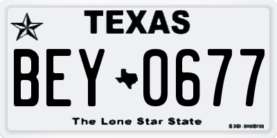 TX license plate BEY0677