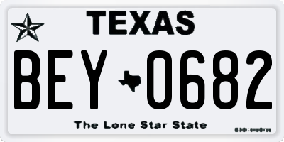 TX license plate BEY0682