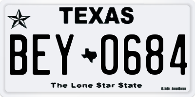 TX license plate BEY0684